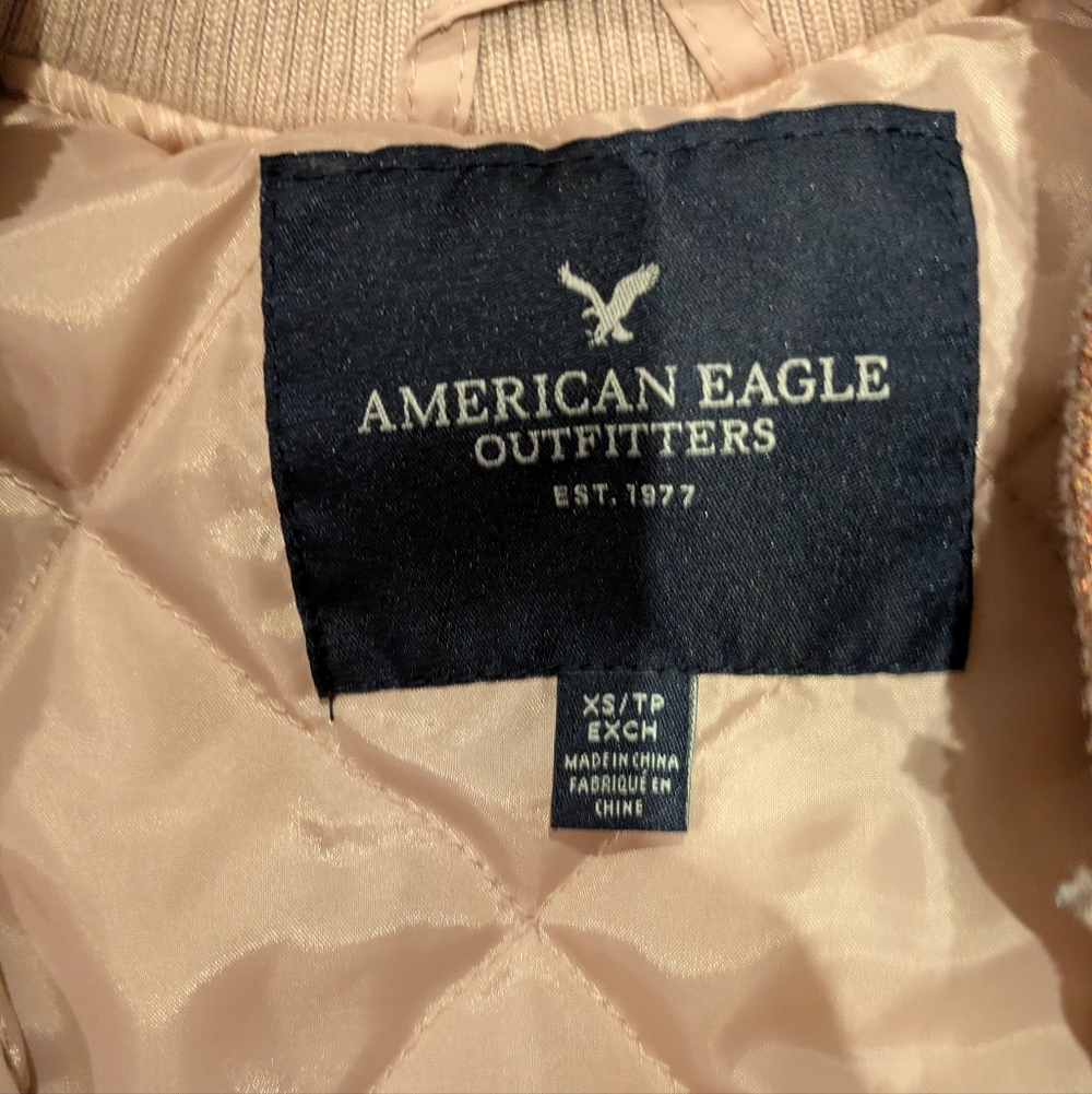 AEO Bomber Jacket In Light Pink With Rose Gold - Picture 3 of 4